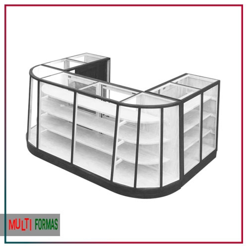 Balcão de Vidro com Caixa para Loja Luz - Balcão de Alumínio com Vidro
